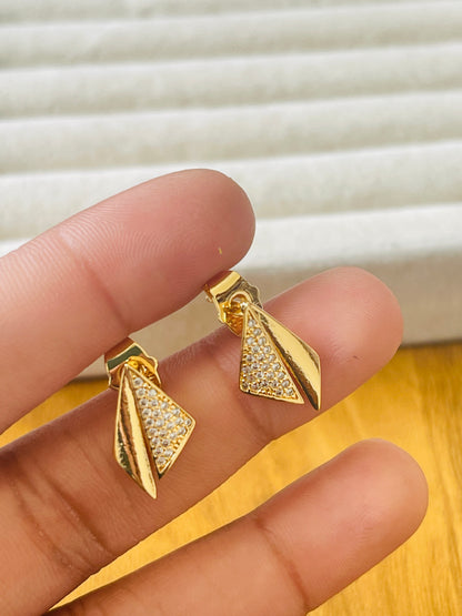 Geometric Pave Diamond-Shape Stud Earrings