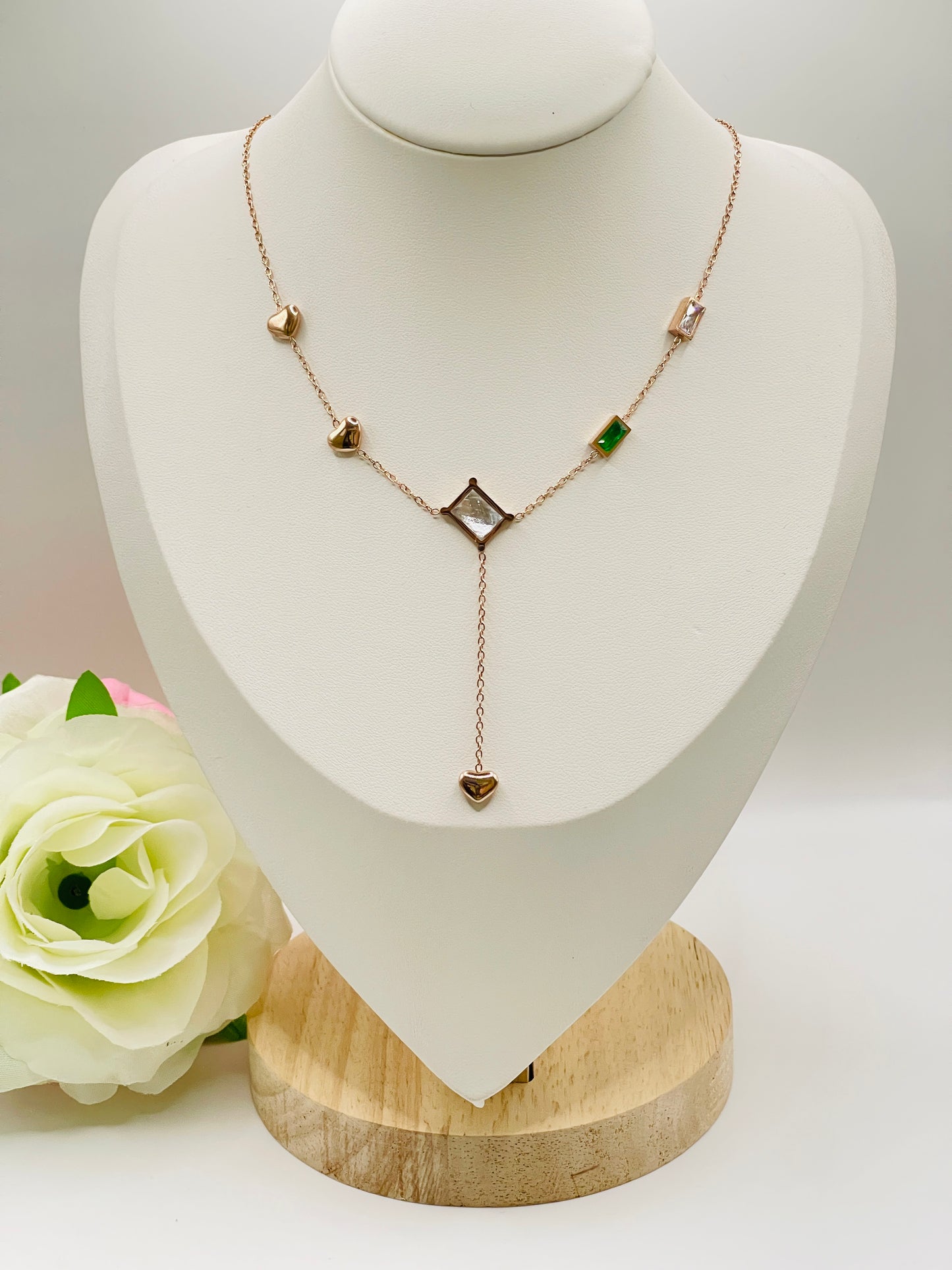 Rose Charm Drop Necklace