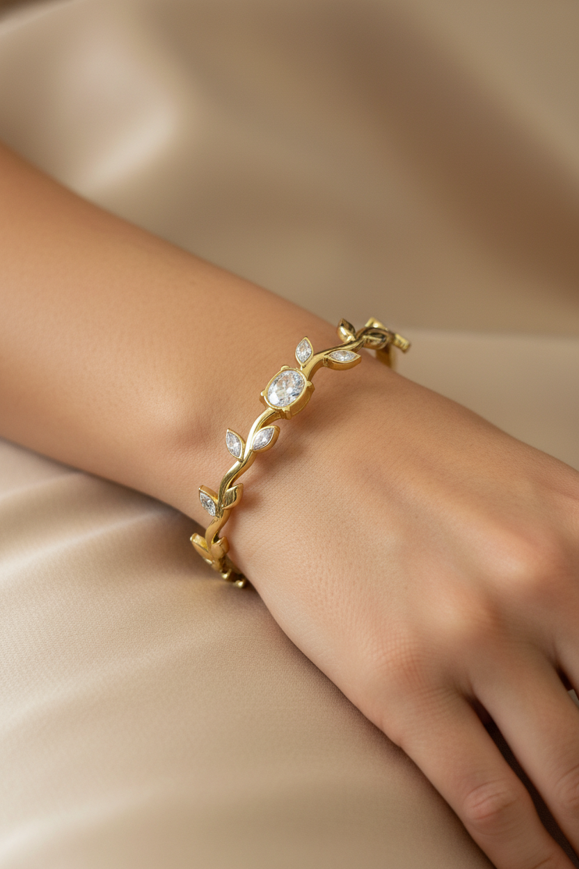 Crystal Vine Leaf Bangle