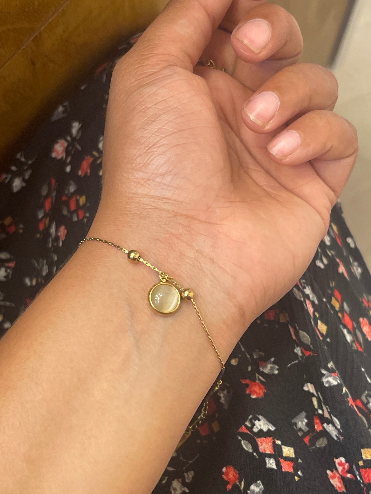 Gold Plated Moon Stone Charm Bracelet