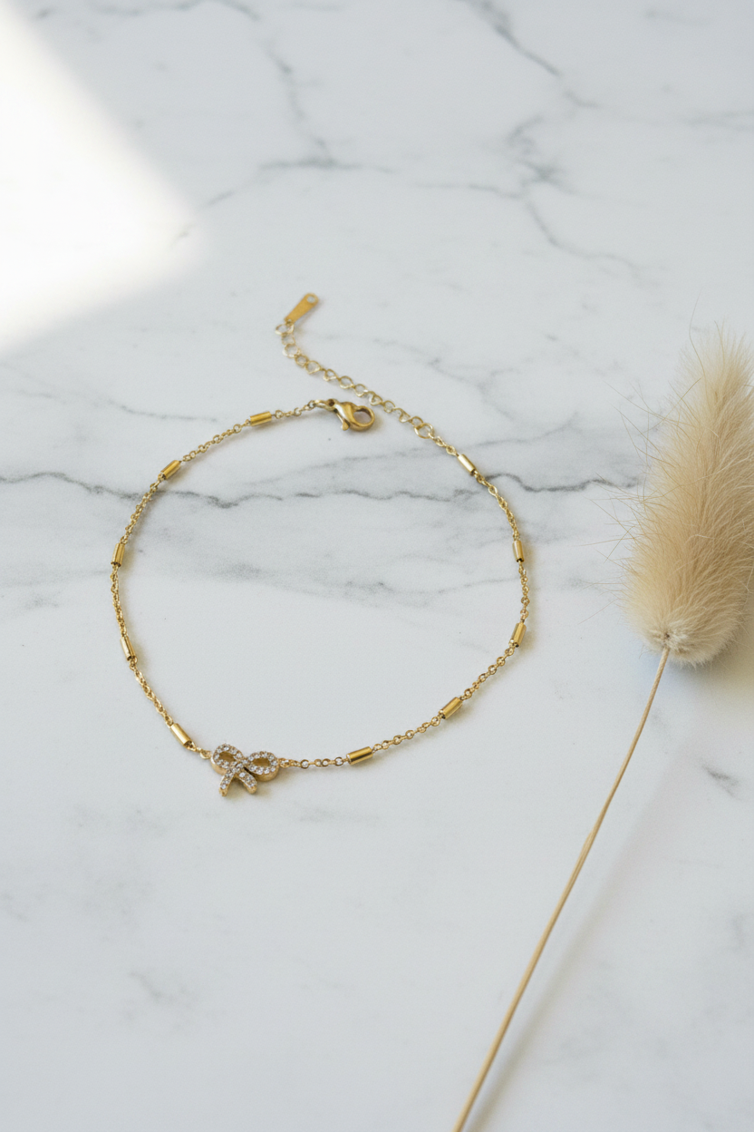 Crystal Bow Anklet