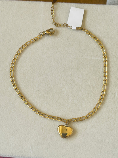 Golden Heart Charm Anklet