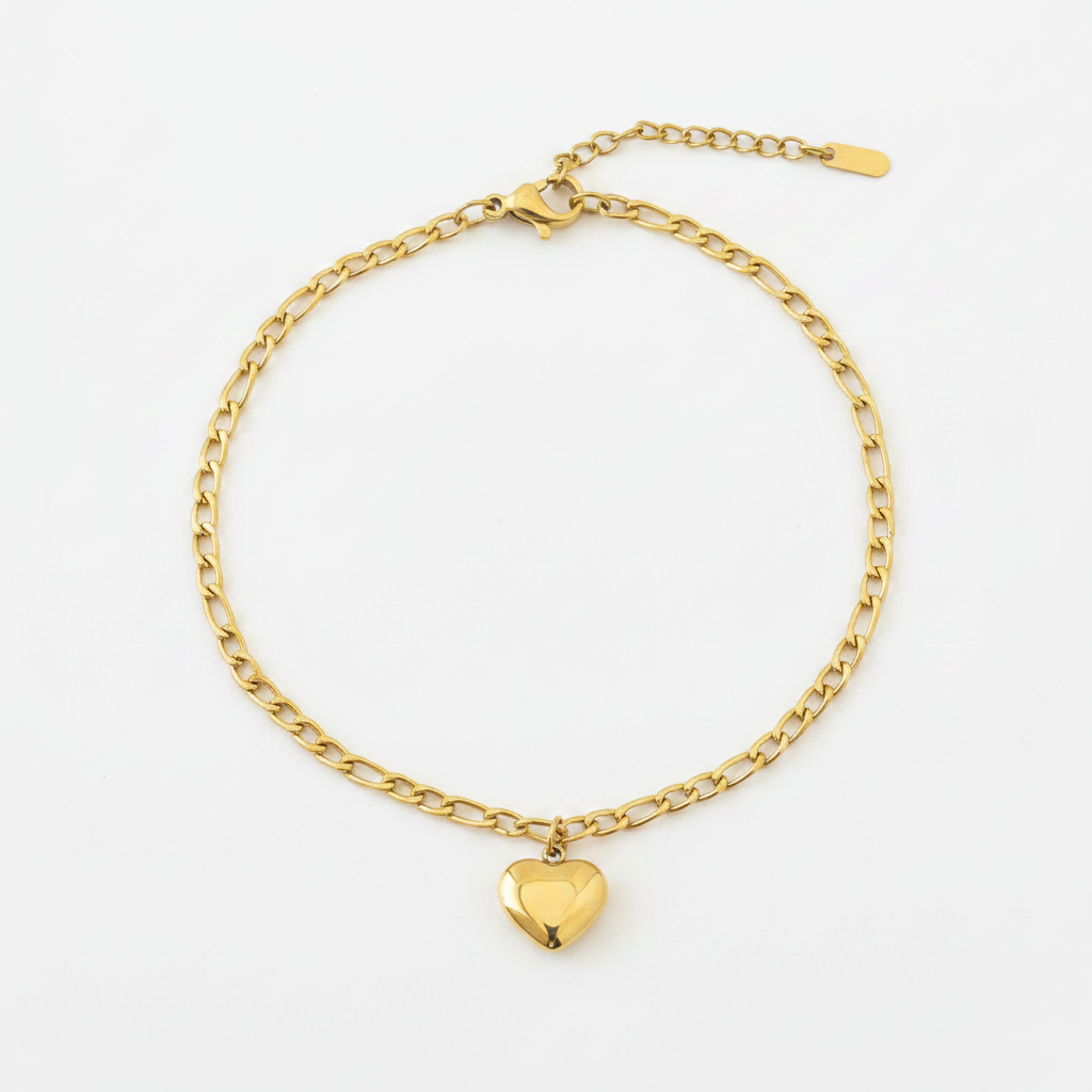 Golden Heart Charm Anklet