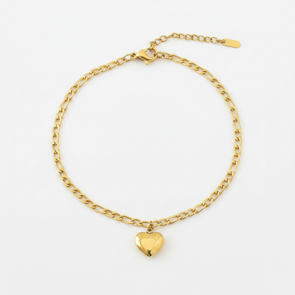 Golden Heart Charm Anklet