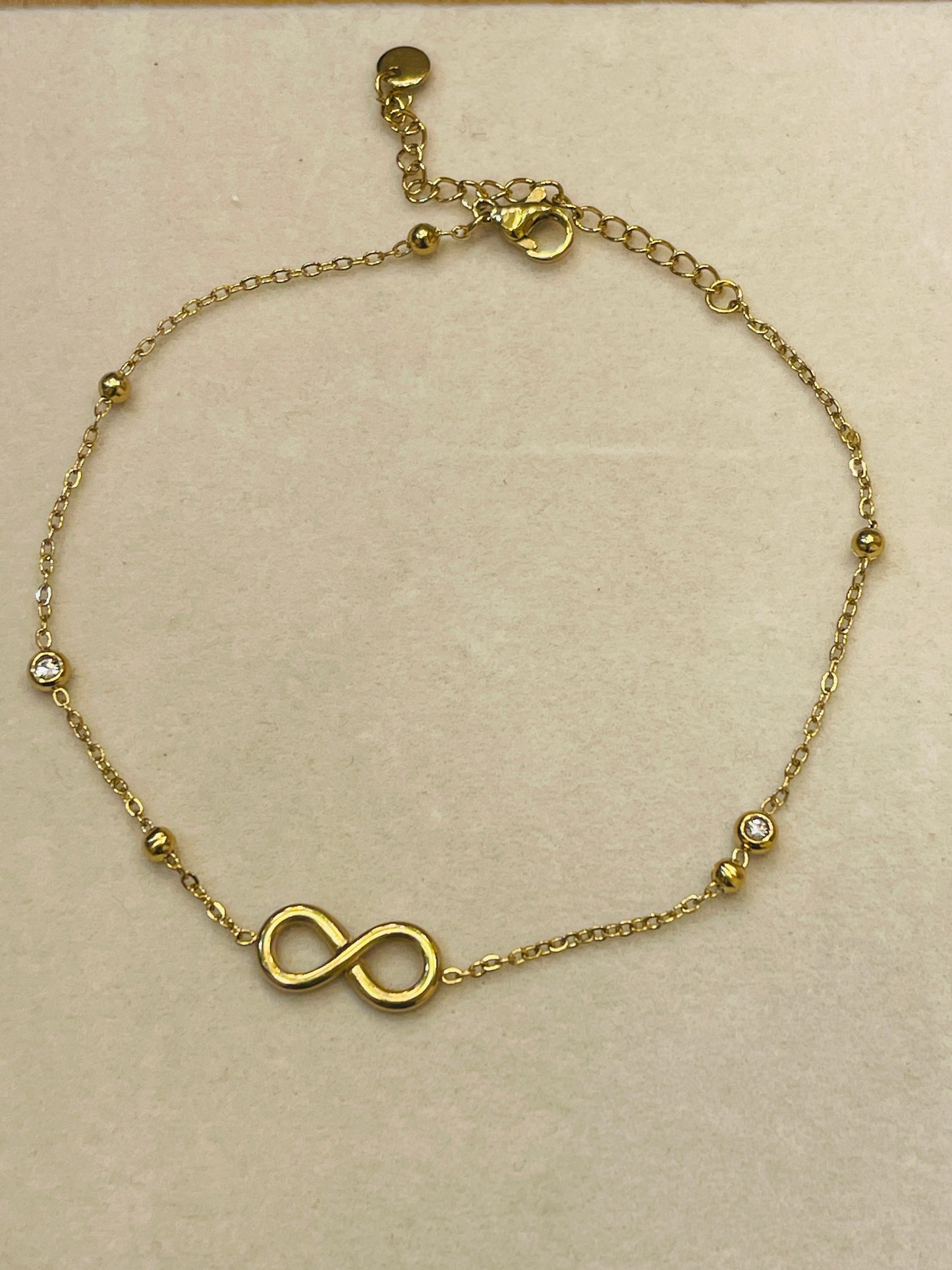 Gold Infinity Symbol Crystal  Anklet