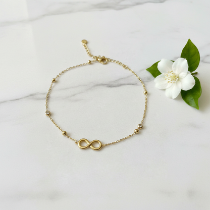 Gold Infinity Symbol Crystal  Anklet