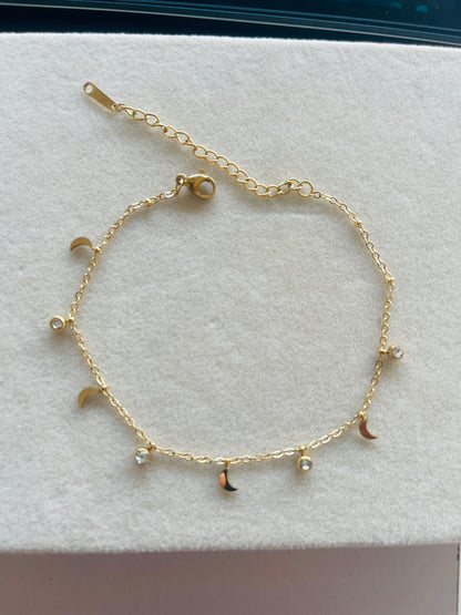 Luna Crescent Charm Anklet