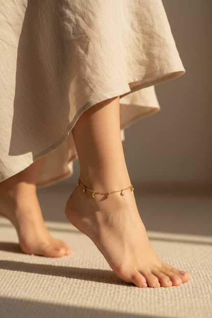 Luna Crescent Charm Anklet