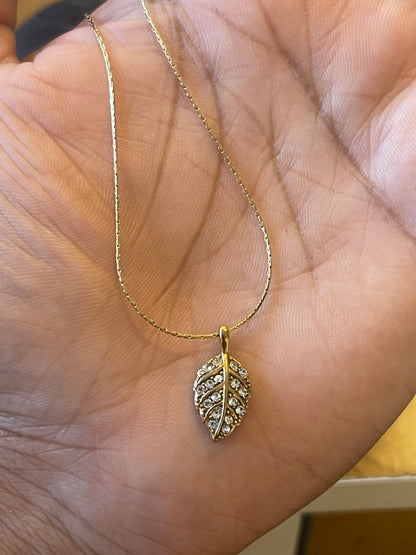 Crystal Leaf Pendant Necklace