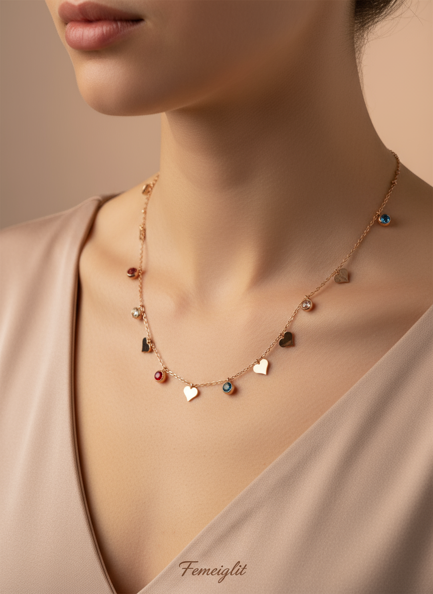 Dainty Heart Charm Rose Gold Necklace