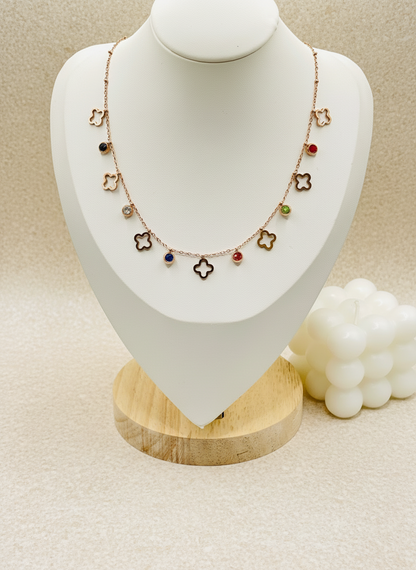 Dainty Clover Charm Rose Gold Necklace