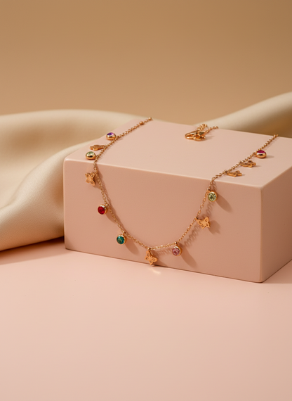 Butterfly Charm Rose Gold Necklace
