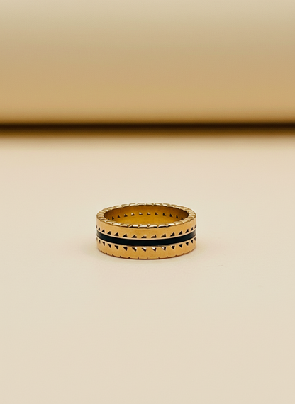 Rose Gold Textured Black Stripe Ring