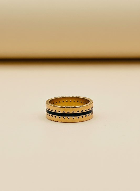 Rose Gold Textured Black Stripe Ring