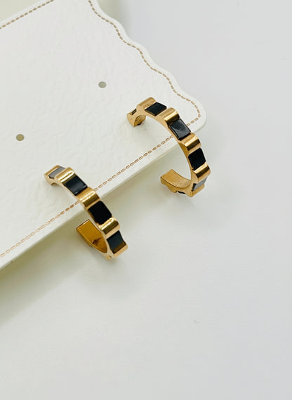 Rose Gold and black earrings