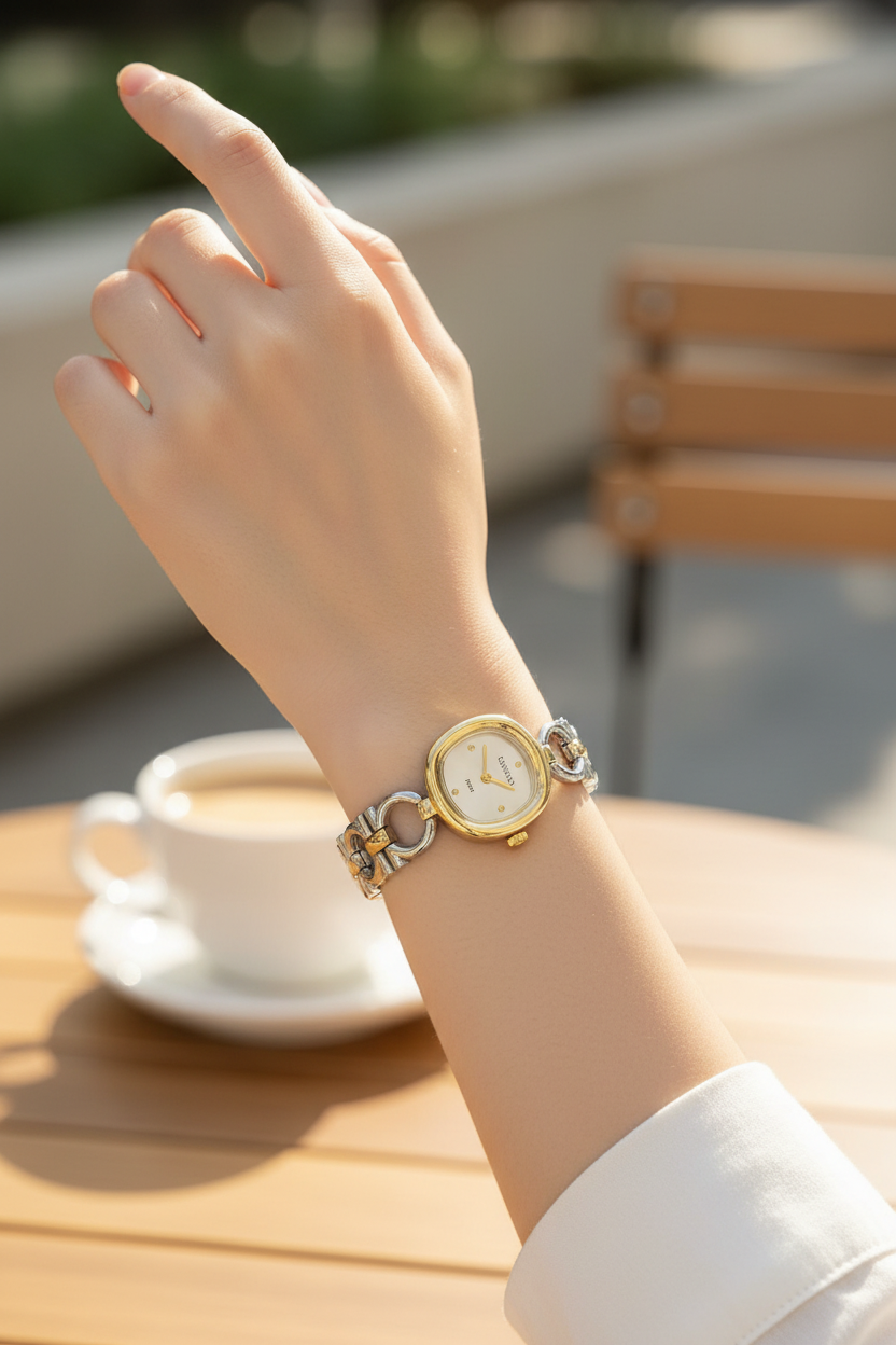 Caryino Two-Tone Chain-Link Bracelet Watch for Women