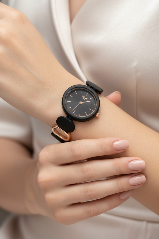Felix Black Round Dial Watch