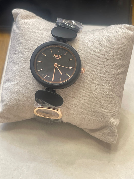 Felix Black Round Dial Watch