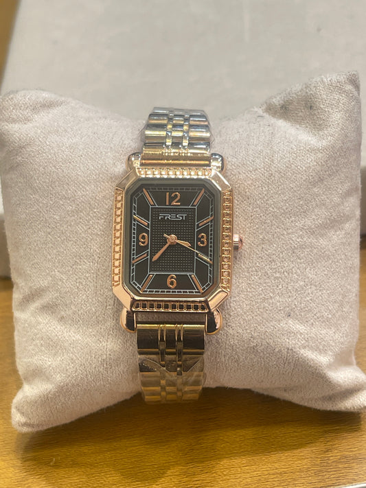Prest Gold Plated Rectangular Dial watch