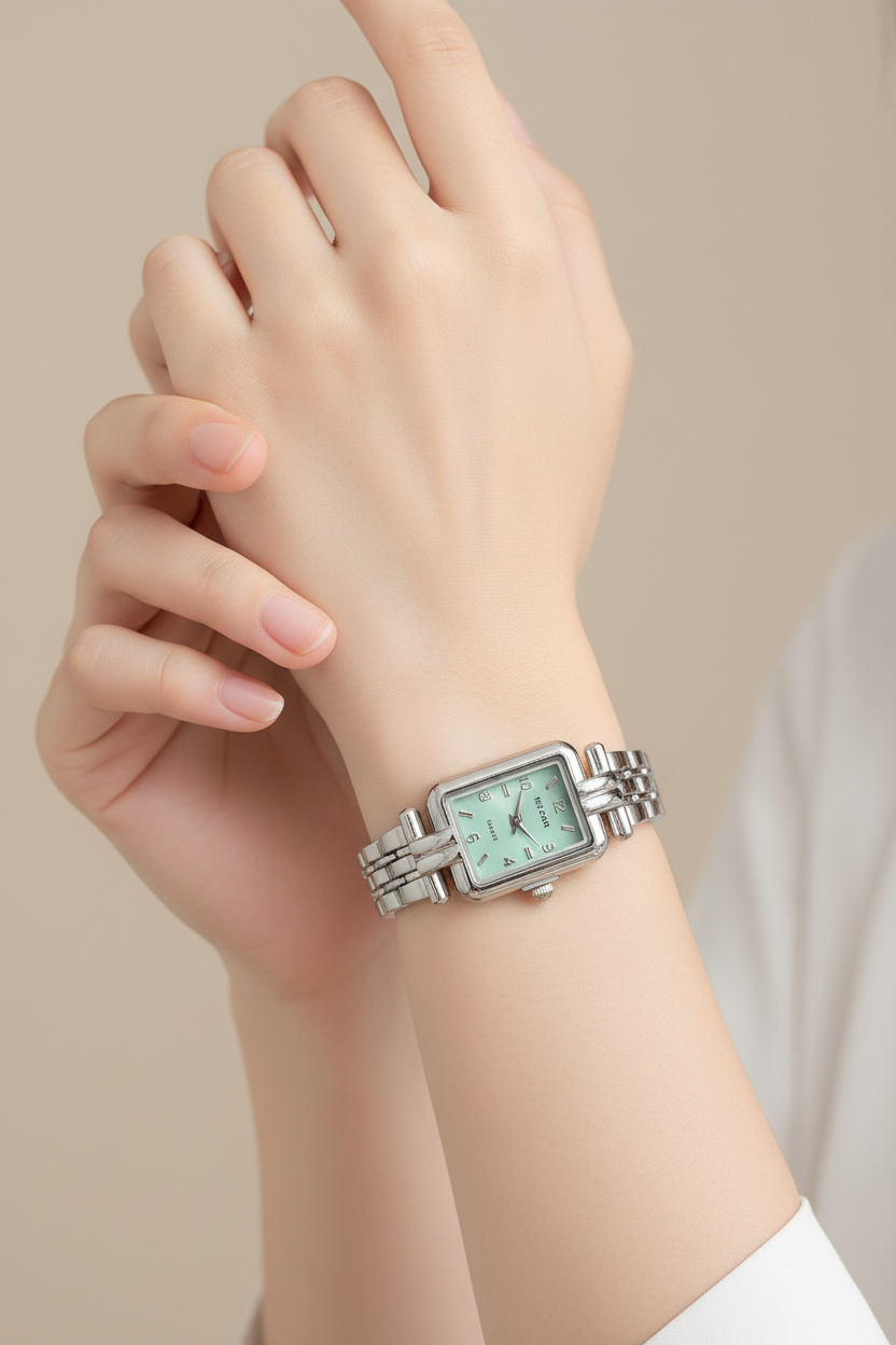 Riz Star Square Dial Silver Quartz Watch