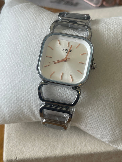 Silver Square-Case Women's Watch