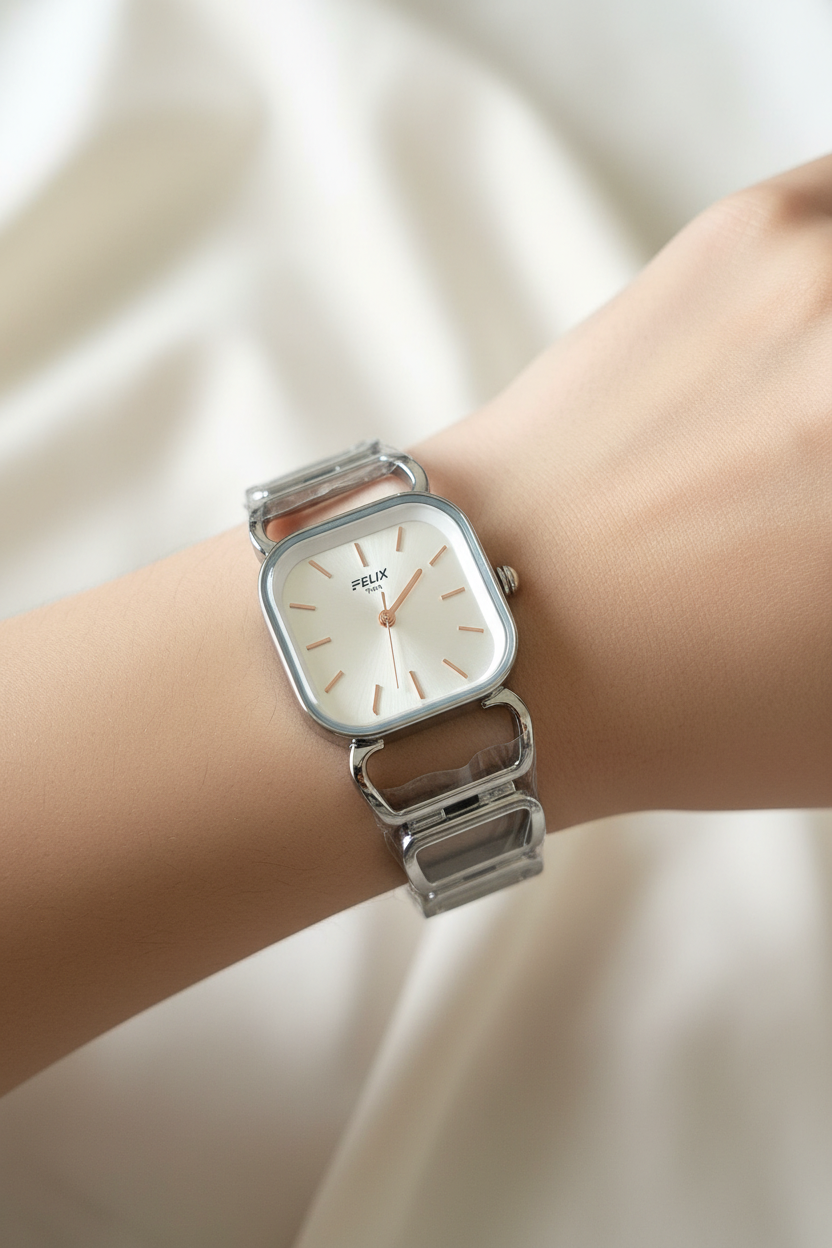 Silver Square-Case Women's Watch