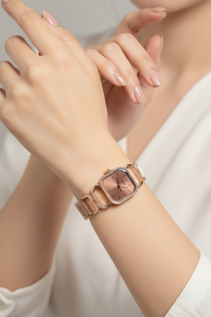 Gold Square Dial Watch
