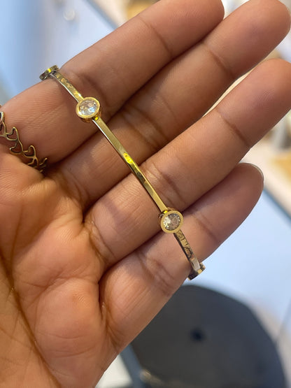 Gold-Tone Solitaire Crystal Bangle