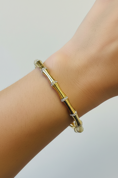Gold Crystal Rondelle Bangle