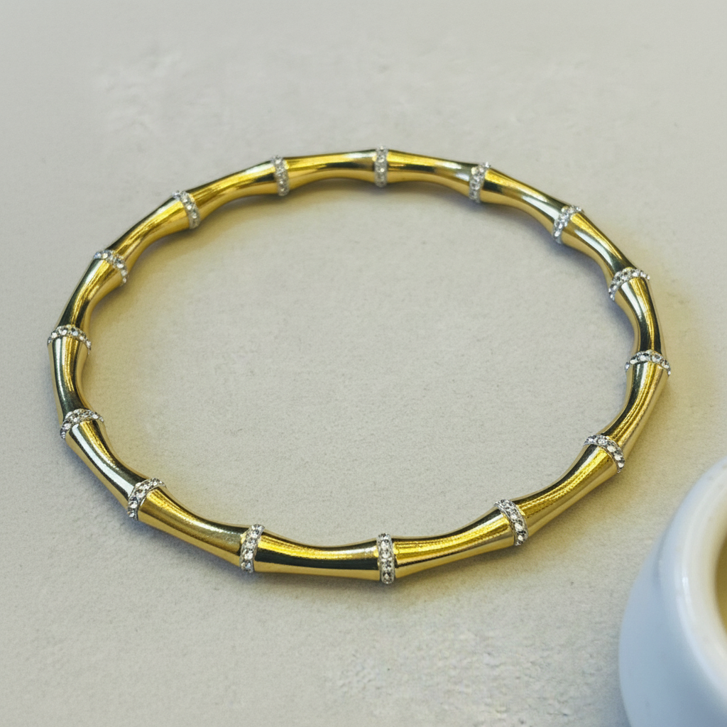 Gold Crystal Rondelle Bangle