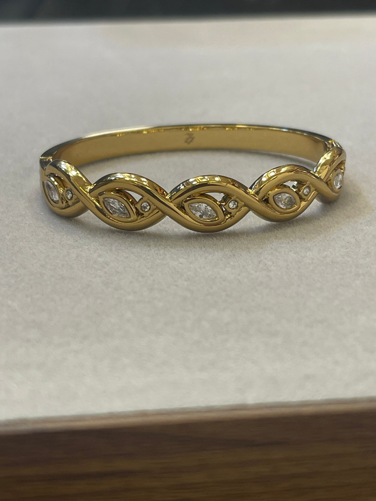 Gold Marquise Wave Twist Bangle