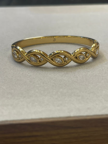 Gold Marquise Wave Twist Bangle