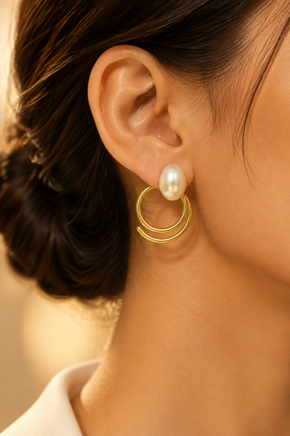 Pearl Accent Gold-Tone Earrings