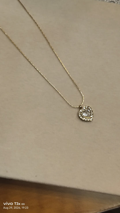 Heart Crystal Pendant Necklace – 304L Stainless Steel, Anti-Tarnish Gold Plated