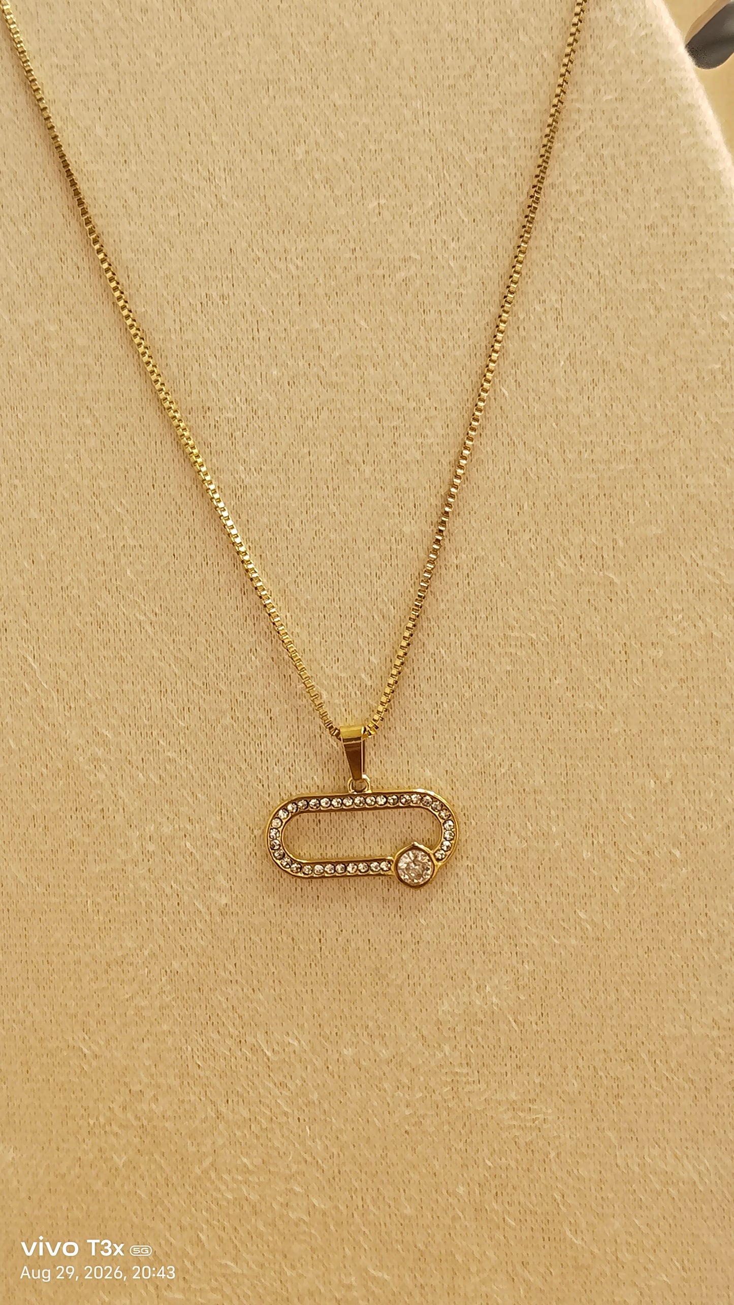 Diamond Safety Pin Pendant Necklace