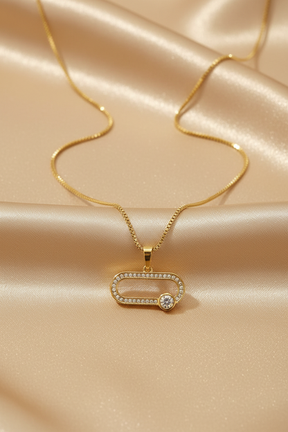 Diamond Safety Pin Pendant Necklace