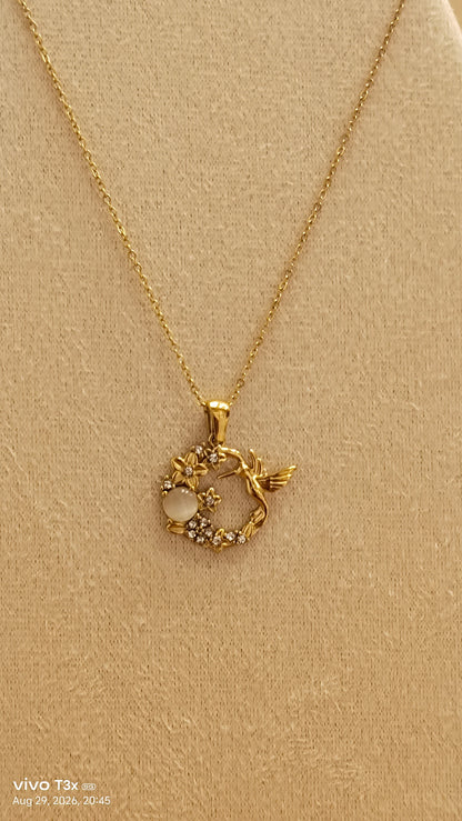 Hummingbird Garden Pendant Necklace