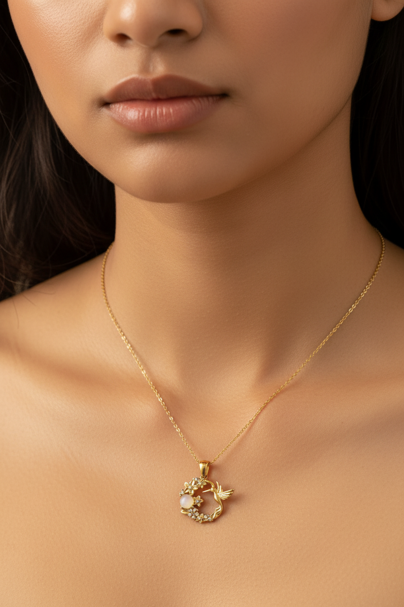 Hummingbird Garden Pendant Necklace