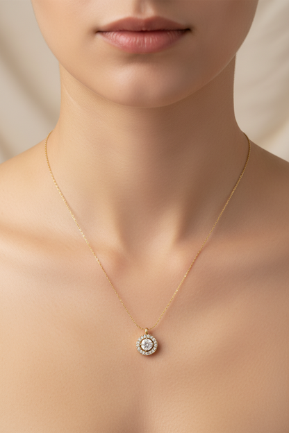 Halo Solitaire Pendant Necklace