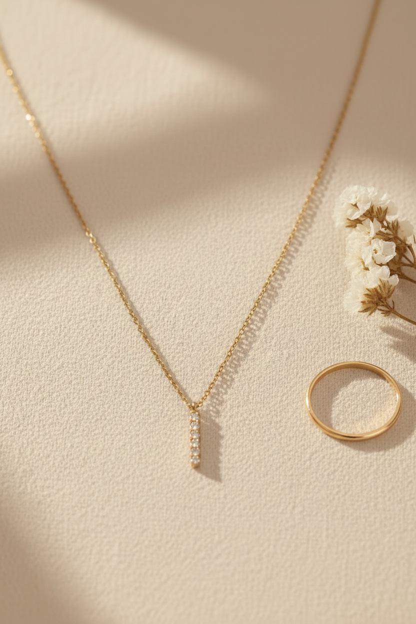 Gold Bar Crystal Necklace