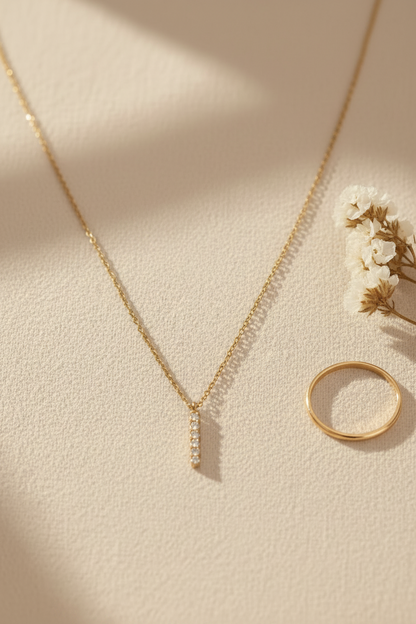 Gold Bar Crystal Necklace