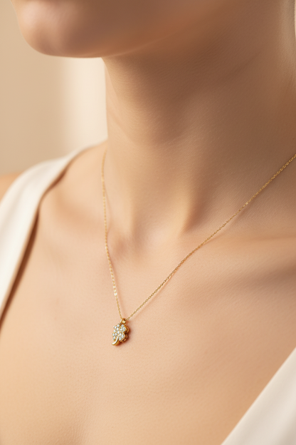 Crystal Leaf Pendant Necklace