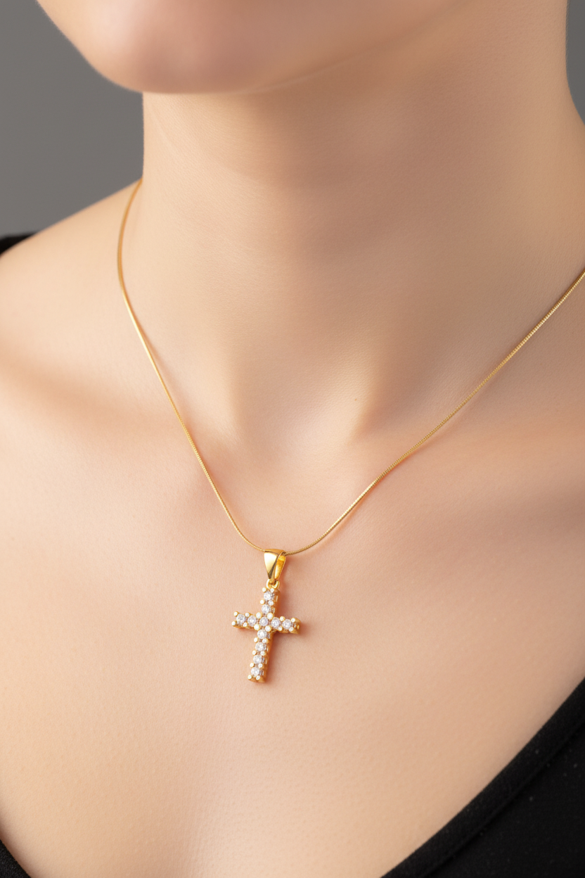 CZ Cross Pendant Necklace