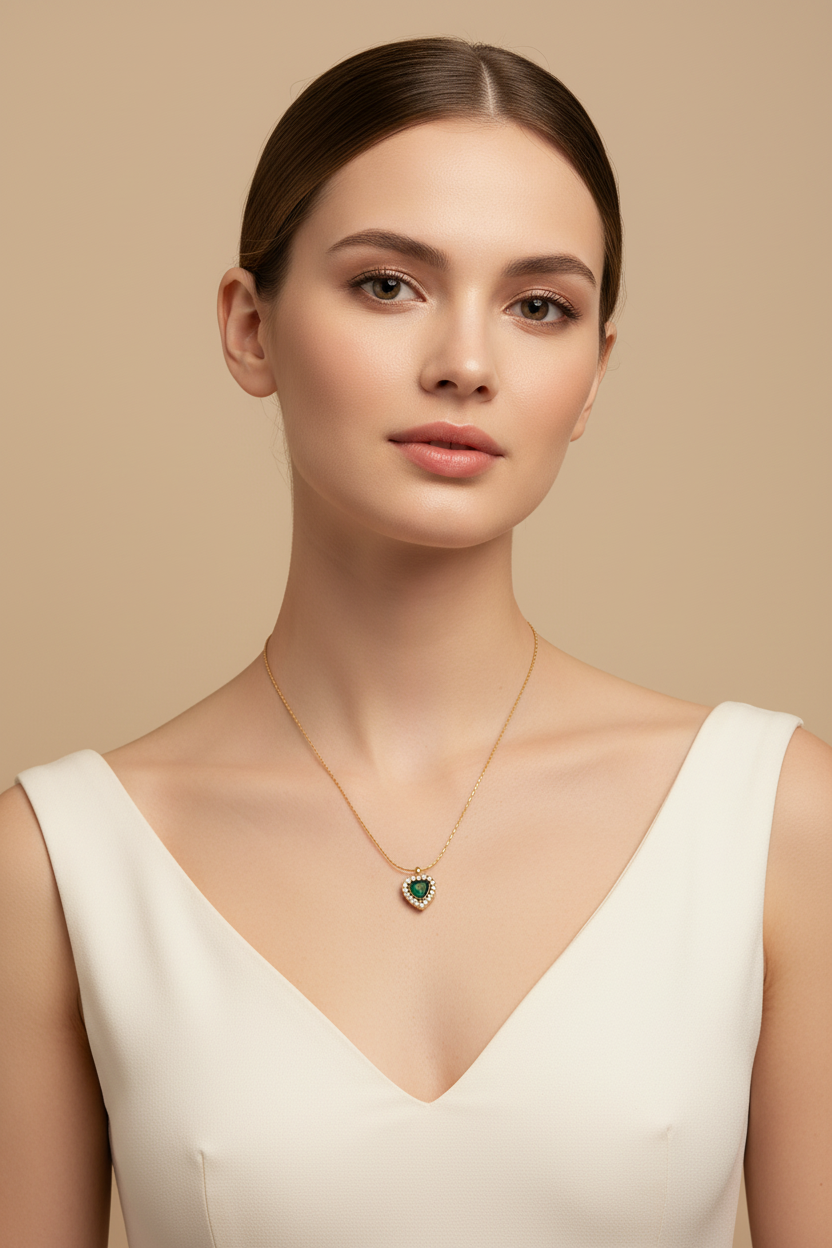 Emerald Heart Crystal Necklace