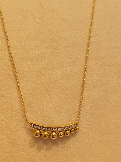 Gold Bar & Beads Crystal Necklace