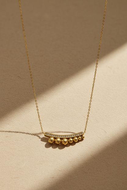 Gold Bar & Beads Crystal Necklace