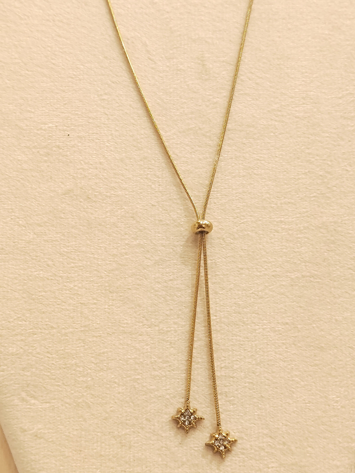 Gold Star Crystal Bolo Lariat Necklace