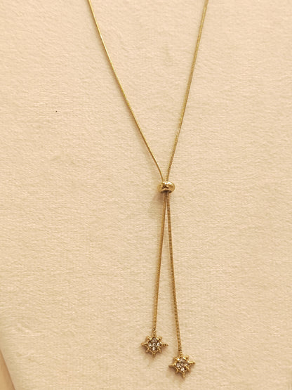Gold Star Crystal Bolo Lariat Necklace