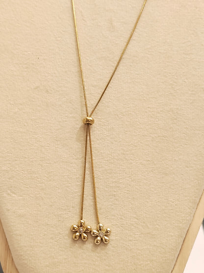 Gold Daisy Flower Bolo Lariat Necklace