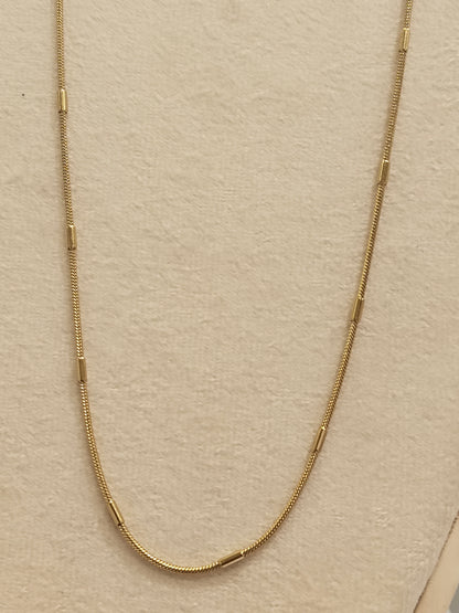 Gold Snake Bar Station Chain Necklace